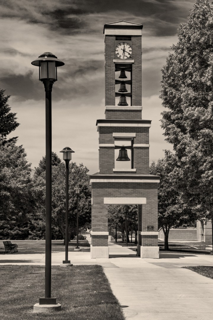 Bell Tower Snow 1 BW wp